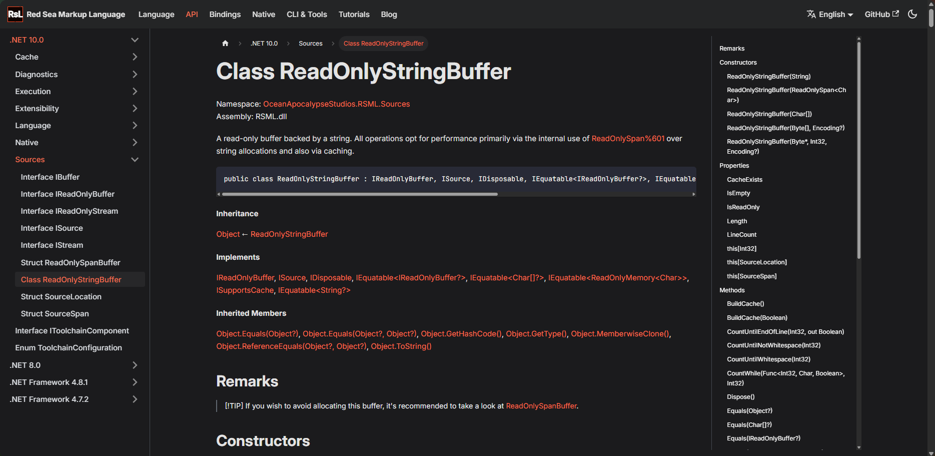 A screenshot of the new site's API browser